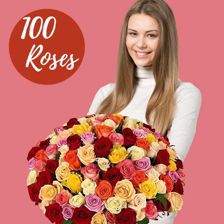 100 Mixed colored Roses | Freshness guarantee | Flowers.NL®
