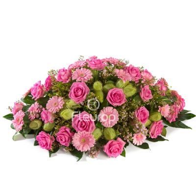 flowers oval arrangement nl funeral pinks spray