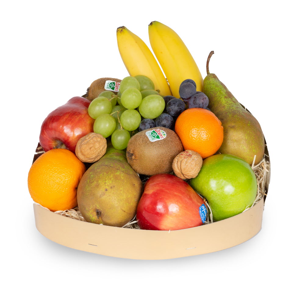 Golden Delight Fruit Basket with premium seasonal fruit