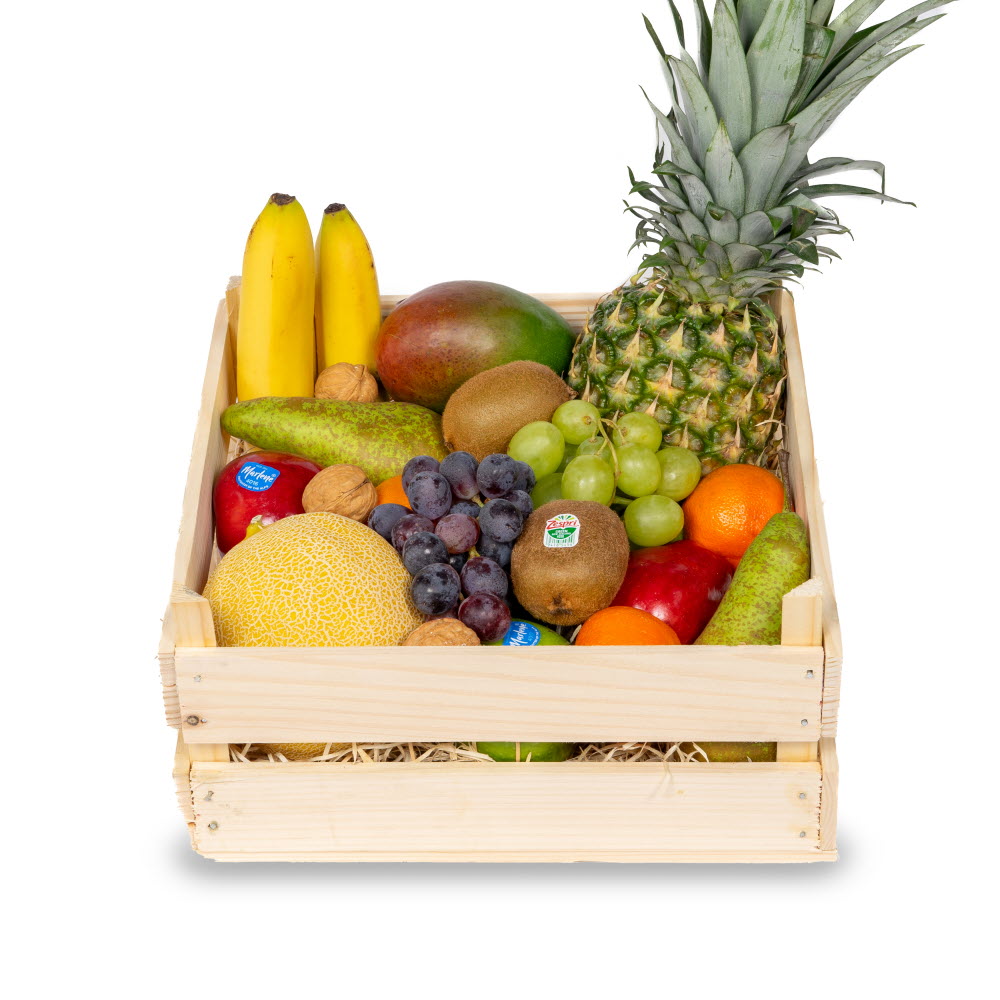 Woodland Fruit & Tropical Delight Fruit Basket in wooden crate