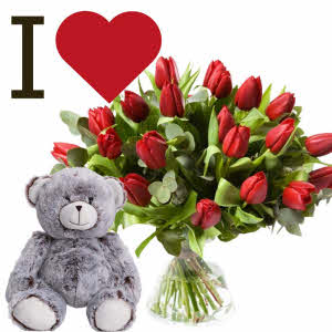Bouquet Hugs & Kisses Red Tulips