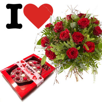 Bouquet Lovely red roses & Happy Hart - Florist Flowers.NL®