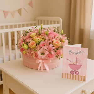It’s a Girl Flower Cake delivered in Son-en-Breugel