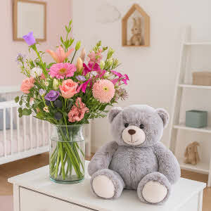New baby flower bouquet For the Sweetest One delivered in Son-en-Breugel