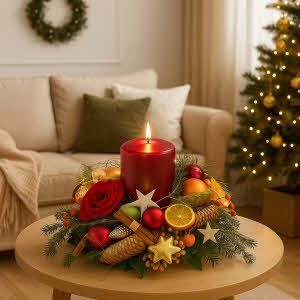 Christmas centerpiece with candle