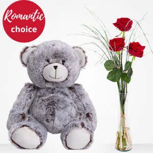 Single Red Rose and Bear Bella - Order & send - Flowers.NL®