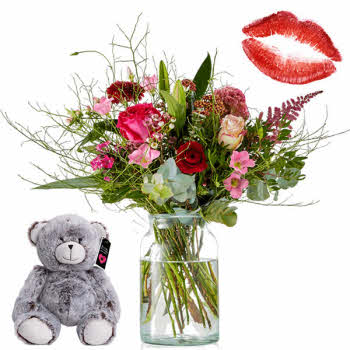 Order & send Bouquet flowers "My love" + Teddy Bear.