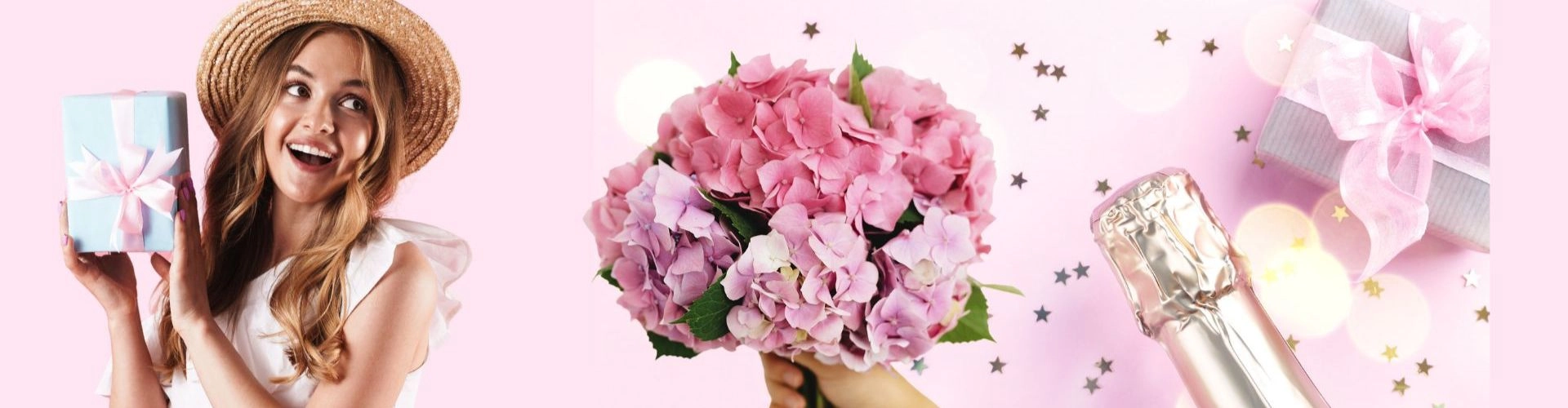 Gift items with bouquet