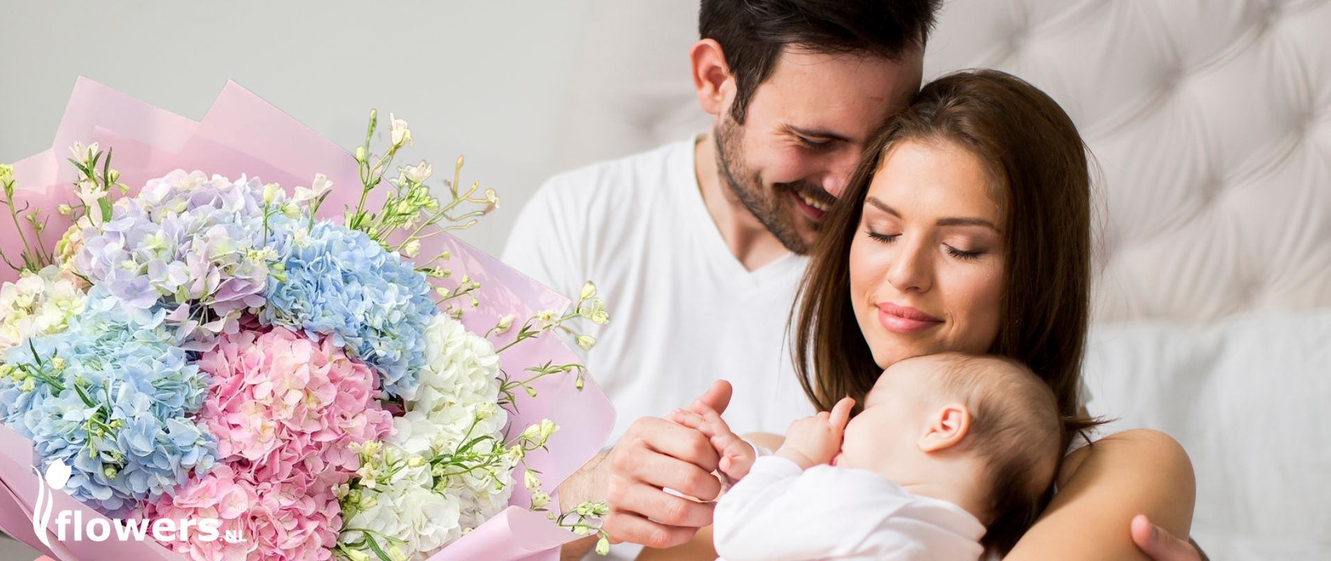 Joyful new baby bouquet for newborn baby in Gouda