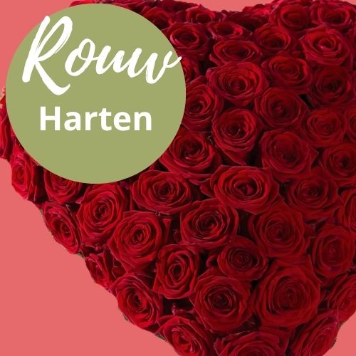 Rouwhart van rode rozen als liefdevol afscheid in Echt